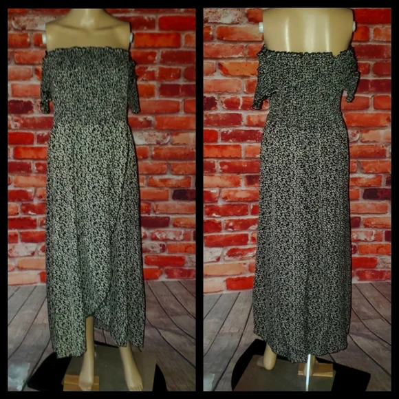 Boho Black Off Shoulder Midi Dress XS, S, L, XL NWOT - Picture 4 of 5